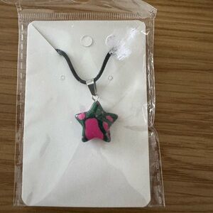 Howie Creations Star Pendant Necklace with Pink and Green - NWOT